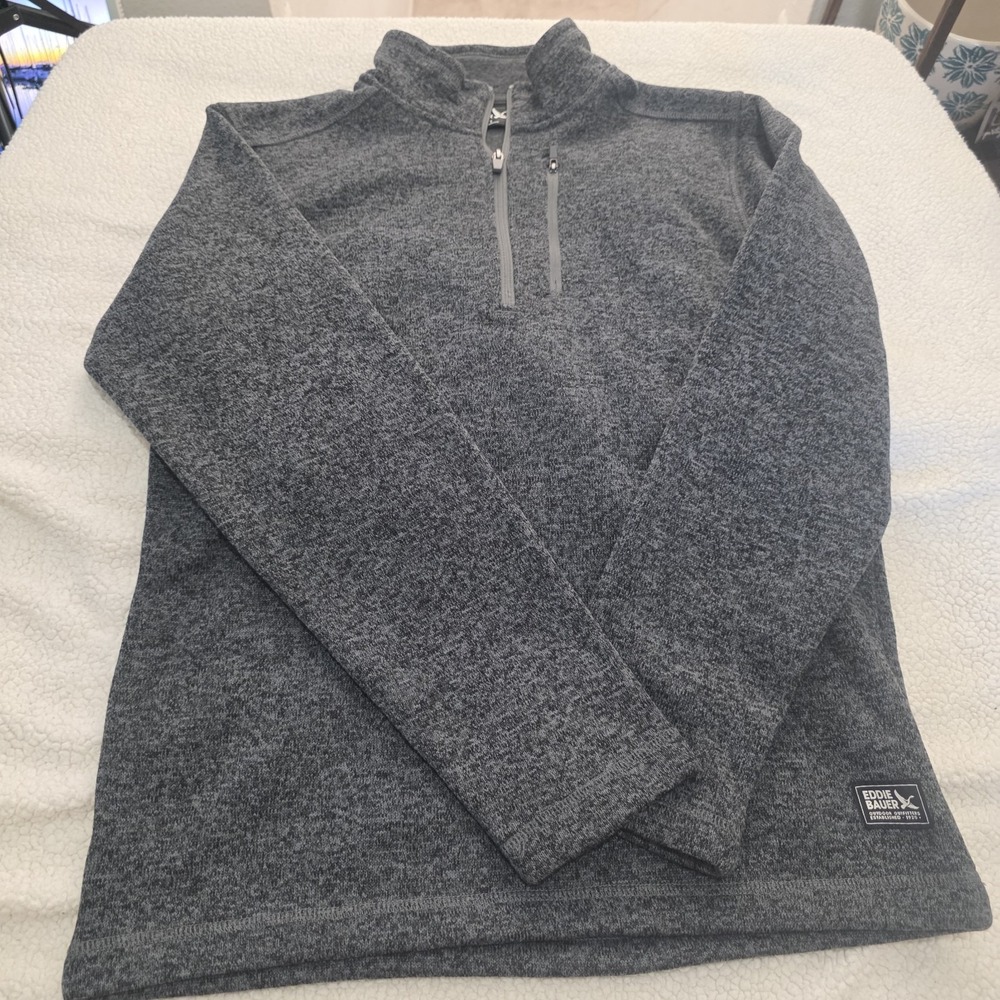 Eddie Bauer Men Radiator Fleece 1/4 Zip Pullover Slate Soft Cozy Old Money Small